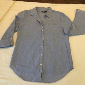 Lafayette 148 blue & white striped popover top